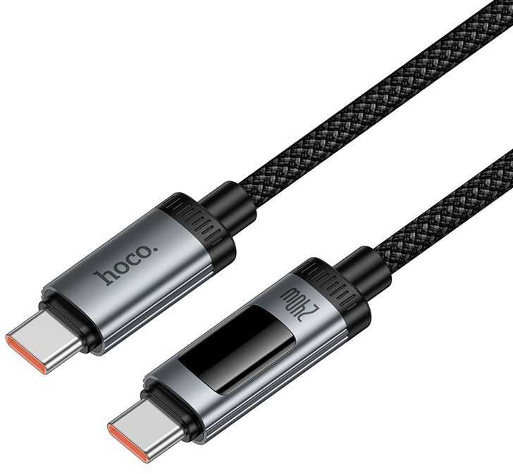 Duomenų kabelis su skaitmeniniu ekranu USB A į USB C Hoco PD 6A 100W 1,2 m U148 juodas
