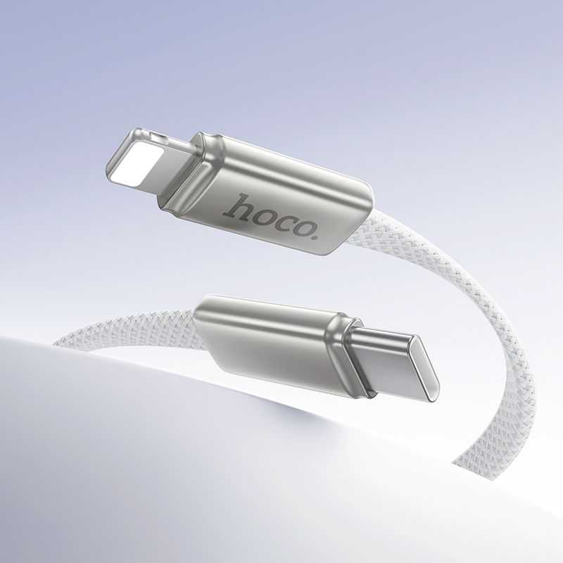 Flat Cable USB C to Lightning Hoco PD 30W 1 m X125 baltas