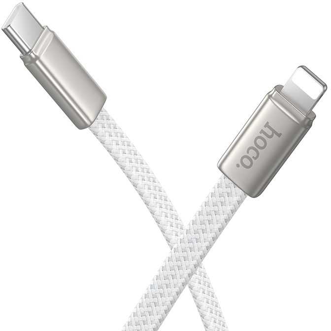 Flat Cable USB C to Lightning Hoco PD 30W 1 m X125 baltas