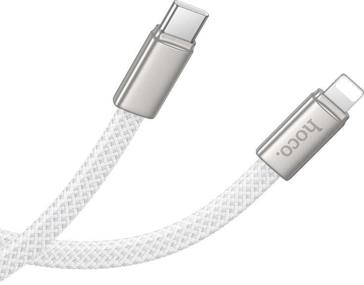 Flat Cable USB C to Lightning Hoco PD 30W 1 m X125 baltas