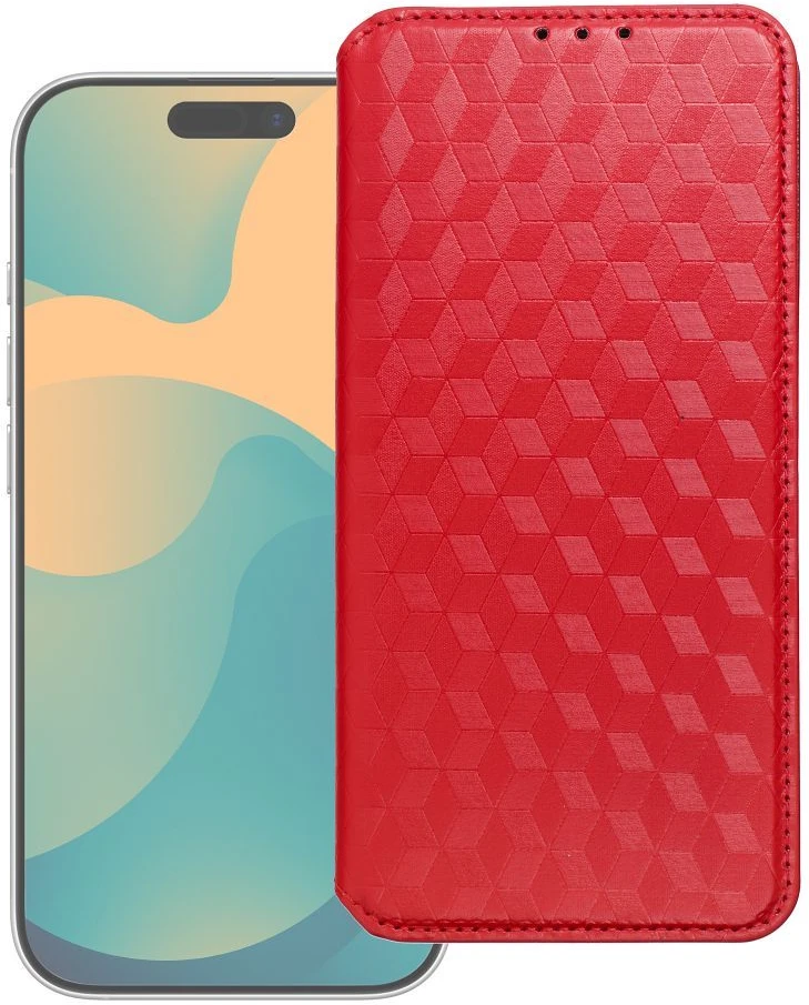 Oem Originalus atverčiamas dėklas Motorola G17 Cubic Book, raudonas