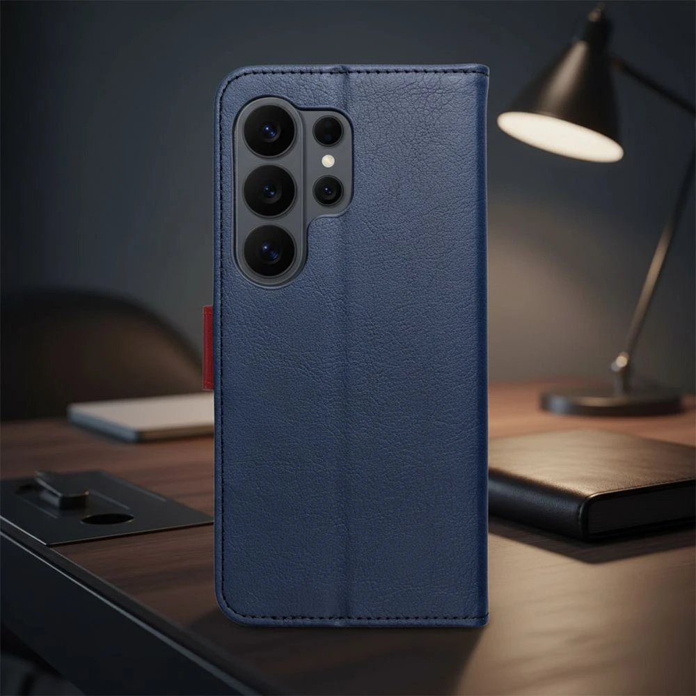 Dėklas Oem Flip case for Motorola G17 POWER Split Book navy and red