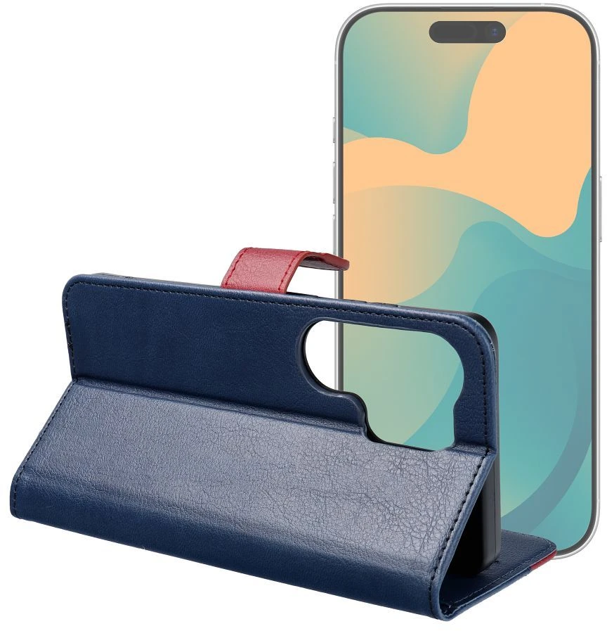 Dėklas Oem Flip case for Motorola G17 POWER Split Book navy and red
