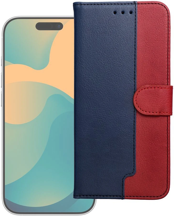 Oem Originalus atverčiamas dėklas, skirtas Motorola G17 Split Book, tamsiai mėlynas ir raudonas