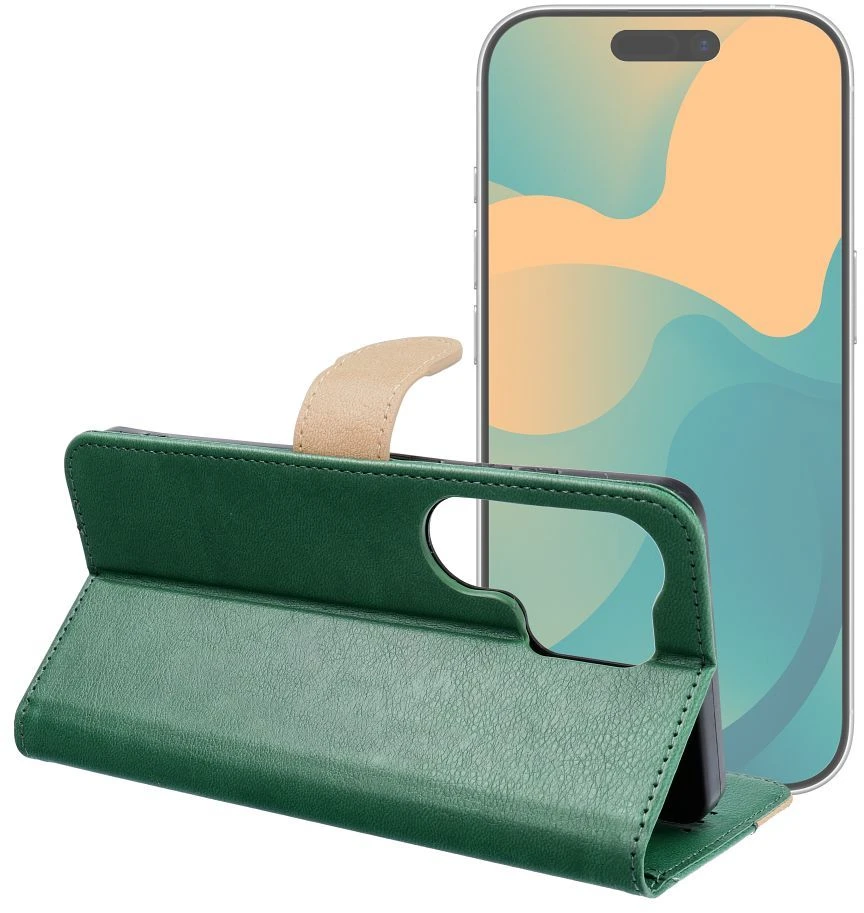 Dėklas Oem Flip case for Motorola G57 POWER Split Book žalias and auksinis
