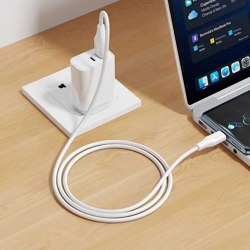 Silicone Cable USB A to USB C Hoco 3A 1 m X124 baltas