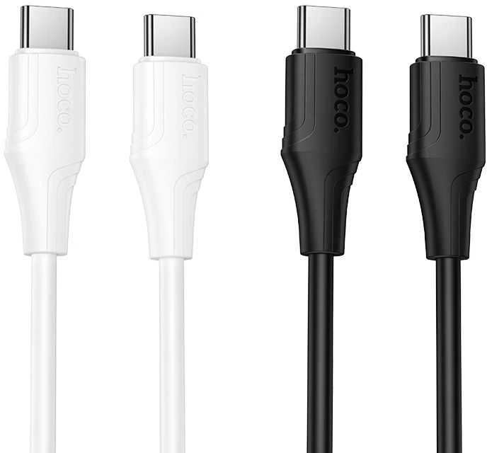 Silicone Cable USB C to USB C Hoco 3A 60W 1 m X124 baltas