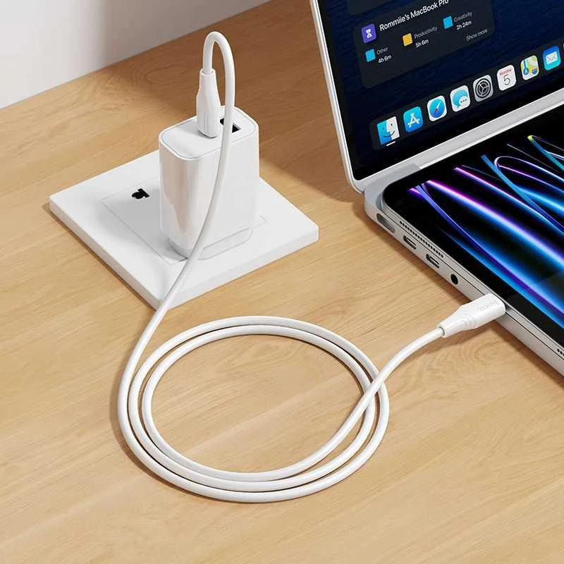 Silicone Cable USB C to USB C Hoco 3A 60W 1 m X124 baltas