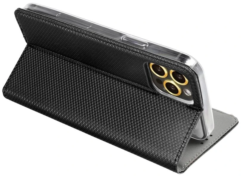OEM „Flip“ dėklas, skirtas „Motorola G17 POWER“ – išmanusis dėklas su knygelės atvartu, juodos spalvos