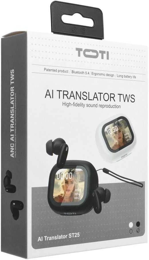 Ausinės Toti TWS AI Translator ST25, Juodas