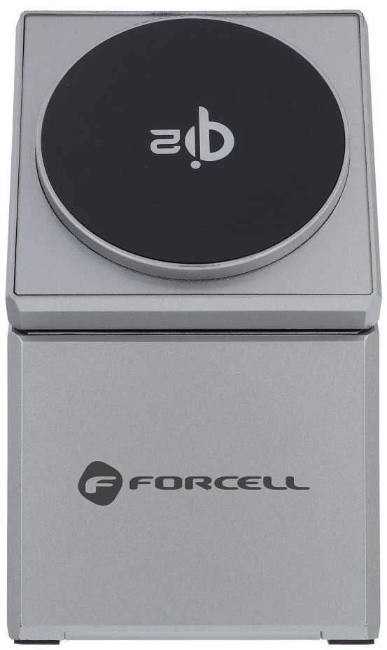 Belaidis įkroviklis Forcell F-Energy 3in1 Rotation Cube Qi2, suderinamas su MagSafe (F-06), sidabrinis