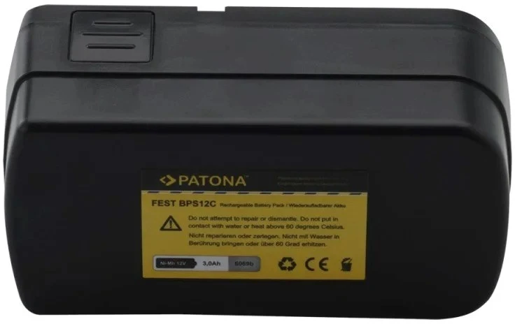 PATONA Replacement battery Festool BPS12 12 V 3000 mAh Ni-MH Juodas
