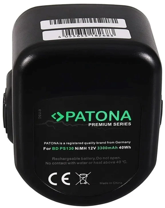 Juodas & Decker PATONA Replacement battery Juodas & Decker PS130, 12 V 3300 mAh Ni-MH