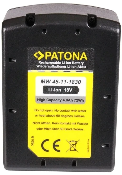PATONA Replacement battery Milwaukee M18 2696-24, 48-11-1828 18 V 4000 mAh Li-Ion Juodas