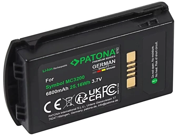 PATONA Replacement battery Zebra MC3200, 3.7 V 6800 mAh Li-Ion