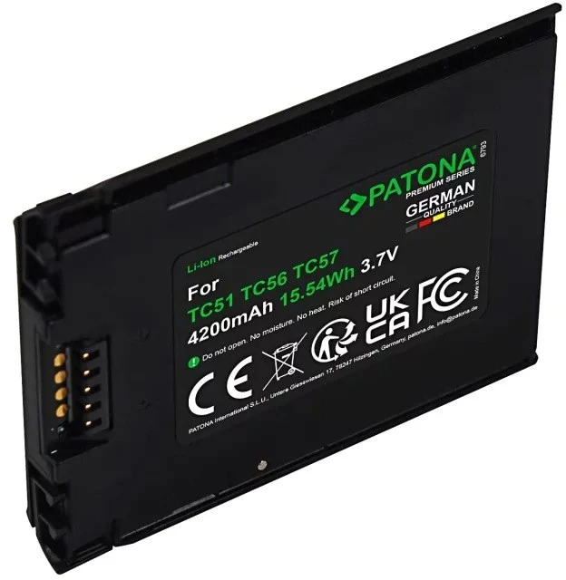 PATONA Replacement battery Zebra TC51 TC56 TC57, 3.7 V 4200 mAh Li-Ion