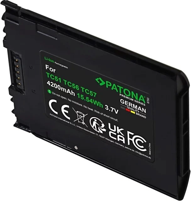 PATONA Replacement battery Zebra TC51 TC56 TC57, 3.7 V 4200 mAh Li-Ion