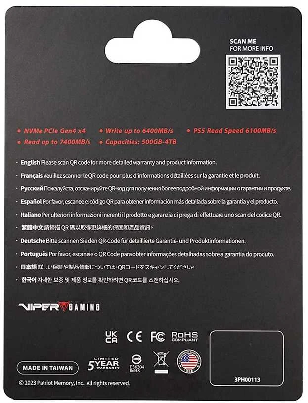 PATRIOT Viper VP4300 Lite 2TB M.2 2280 PCIe Gen4 x4