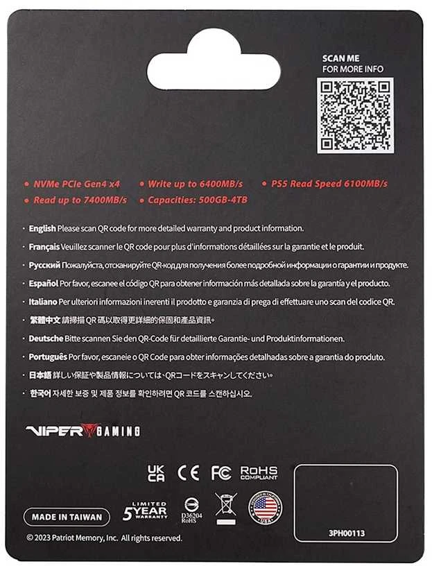 PATRIOT Viper VP4300 Lite 1TB M.2 2280 PCIe Gen4 x4
