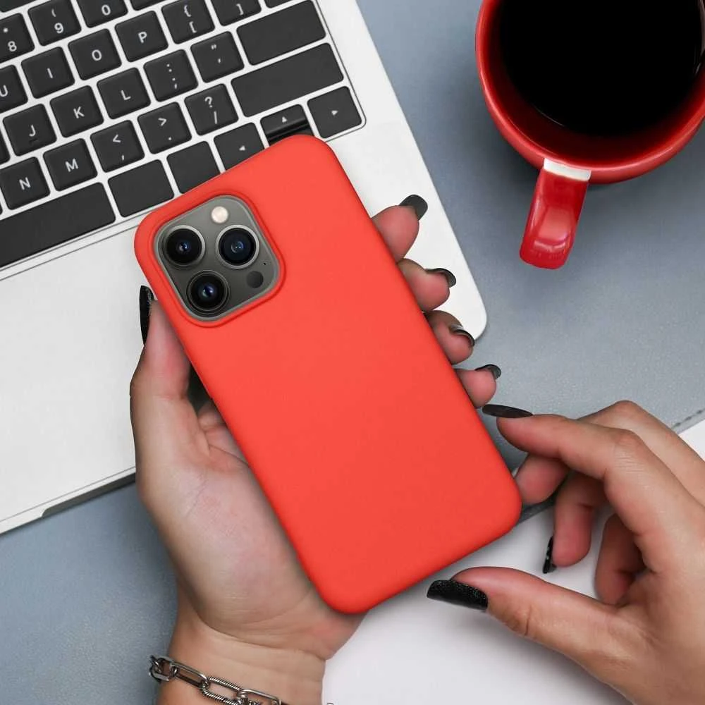 OEM dėklas, skirtas „iPhone 14“ silikonui, persikų spalvos