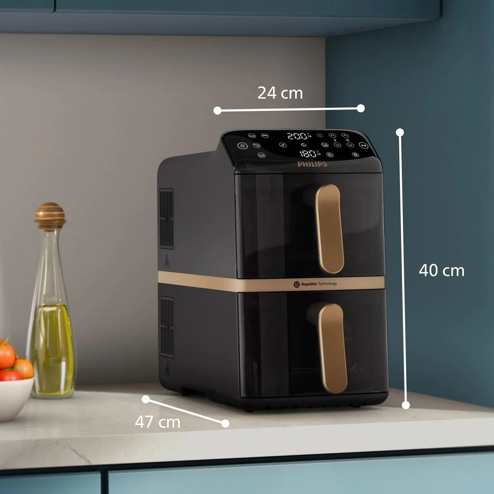 Karšto oro gruzdintuvė Philips 4000 ser. „Airfryer“ su 2 krepšeliais, 2750 W