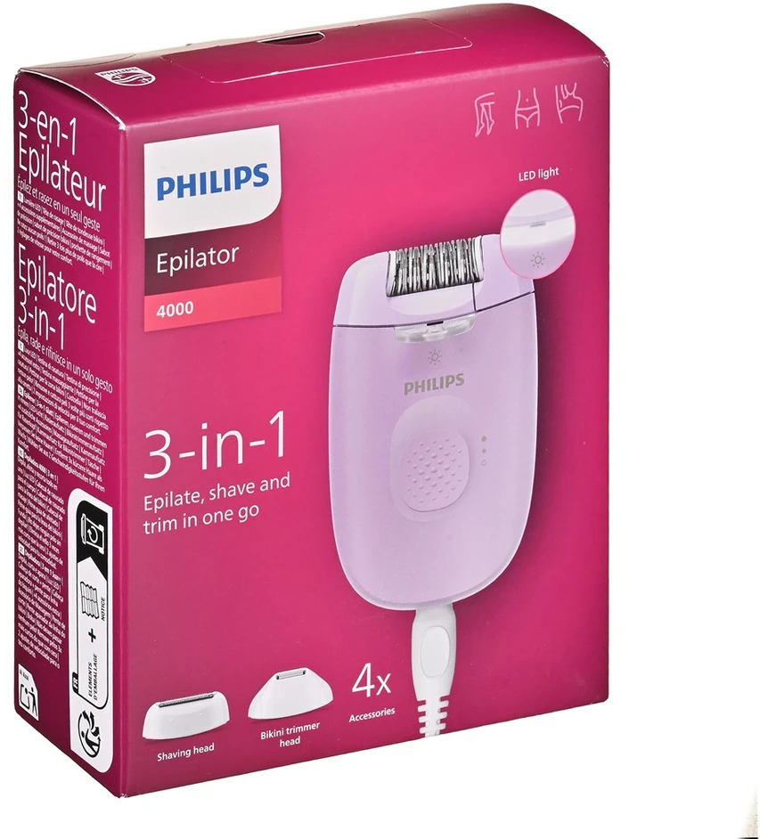 Laidinis epiliatorius Philips Satinelle Essential BRE247/00, Rožinis