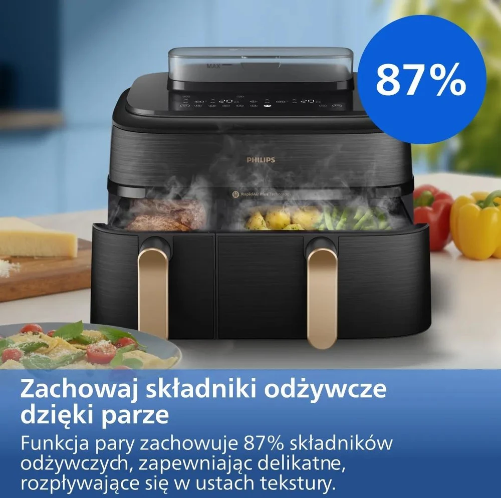 Dviejų krepšelių gruzdintuvė su garų funkcija Philips 5000 series NA552/00, 9 l