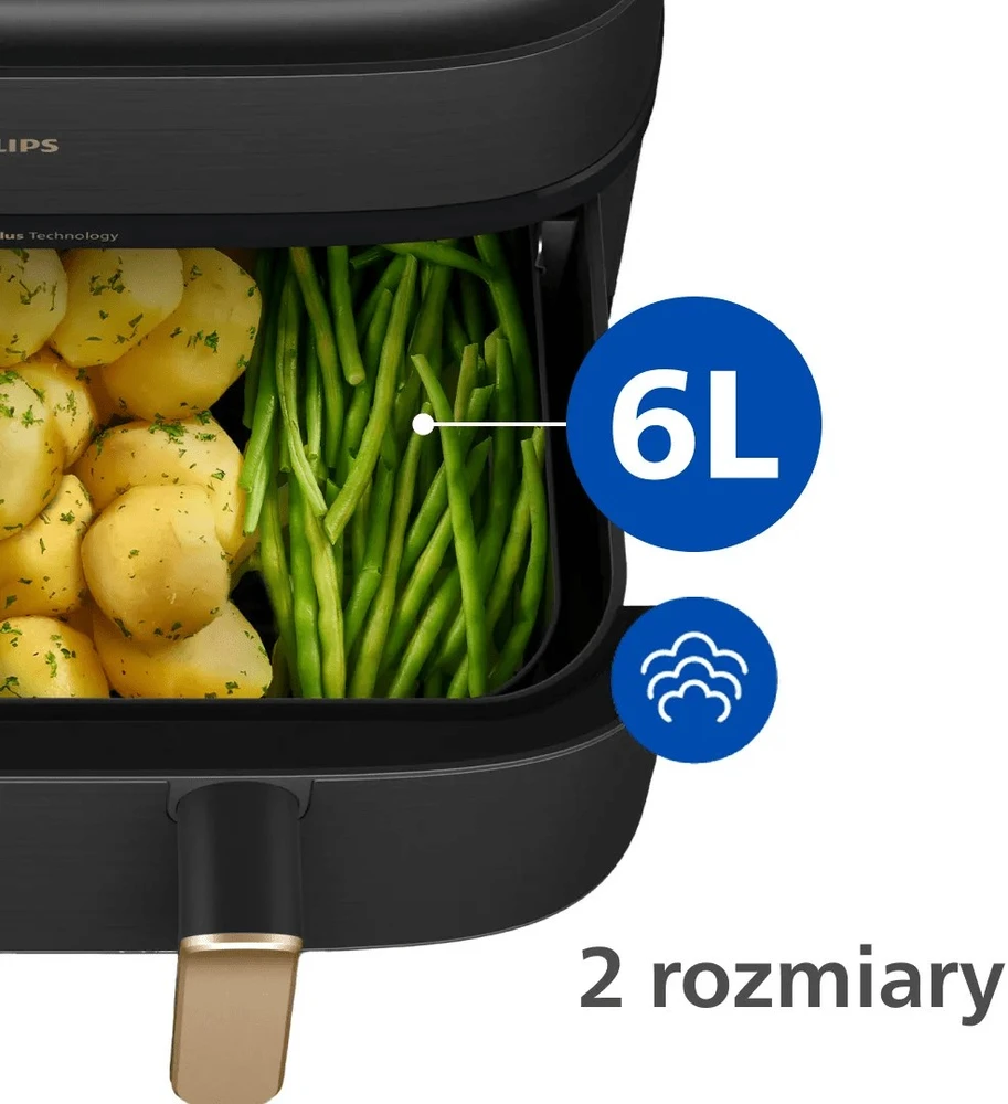 Dviejų krepšelių gruzdintuvė su garų funkcija Philips 5000 series NA552/00, 9 l