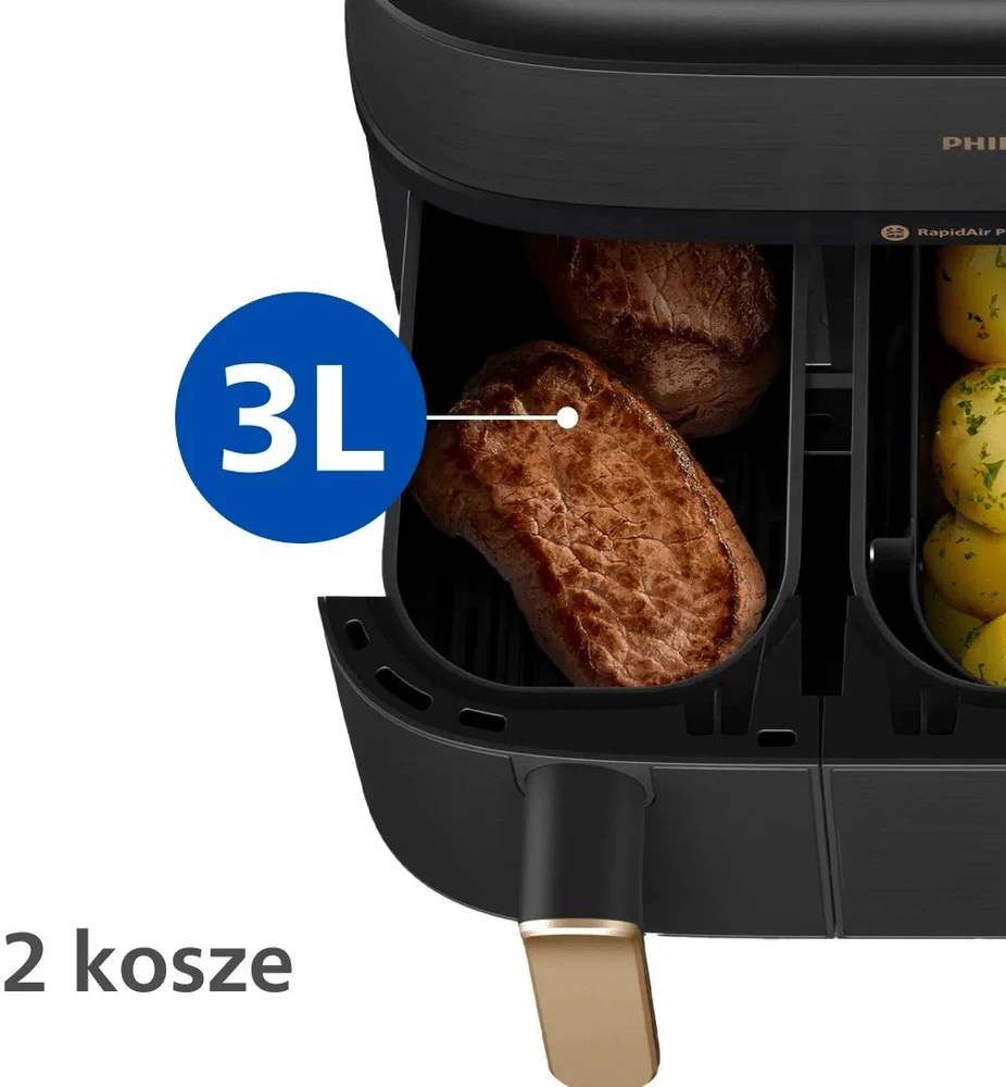 Dviejų krepšelių gruzdintuvė su garų funkcija Philips 5000 series NA552/00, 9 l