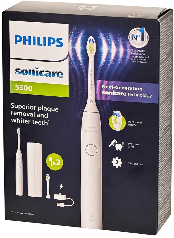 Dantų šepetėlis Elektrinė Šepetėlis - Philips Sonicare 5300 Series HX7108/03, 2 Greičio Nustatymai, Spaudimo Jutiklis, Balta