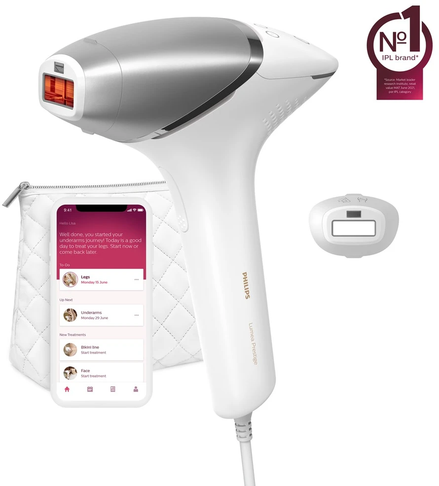 IPL plaukelių šalinimo prietaisas Philips Lumea IPL 8000 Series BRI940/00, Baltas/sidabrinis