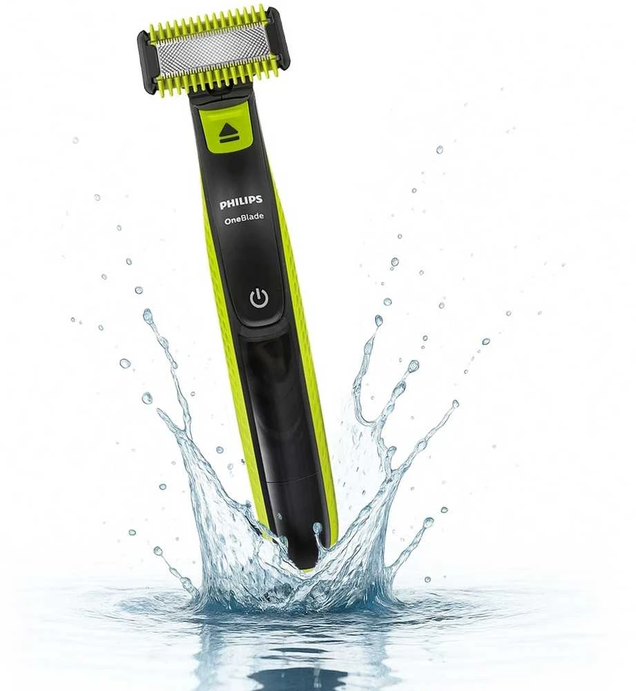 Barzdaskutė „Philips Norelco OneBlade QP2824/10“ vyriškas skustuvas su tinklelio formos skustuvu, žalsvai žalia spalva