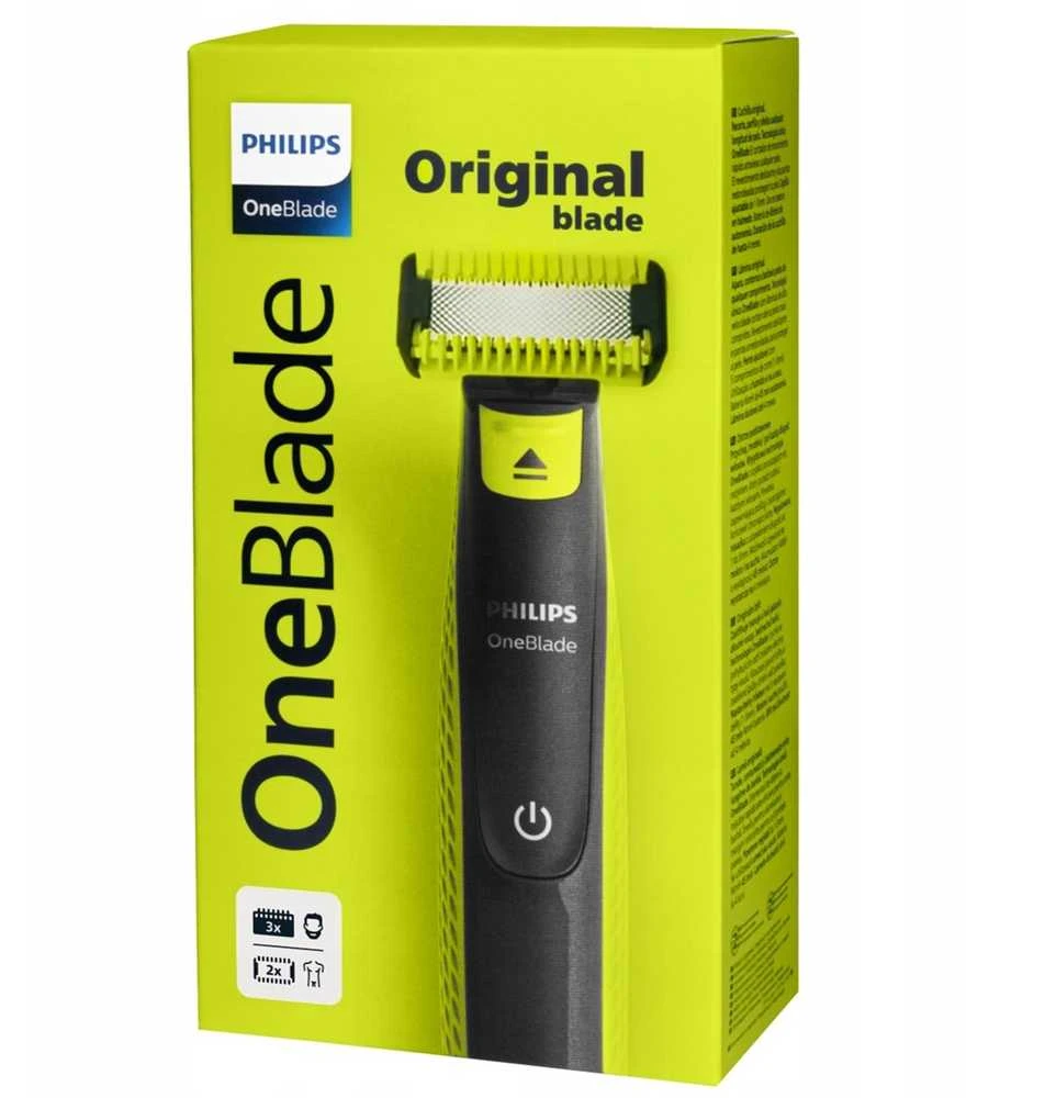 Barzdaskutė „Philips Norelco OneBlade QP2824/10“ vyriškas skustuvas su tinklelio formos skustuvu, žalsvai žalia spalva