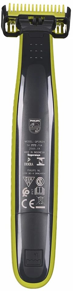 Barzdaskutė „Philips Norelco OneBlade QP2824/10“ vyriškas skustuvas su tinklelio formos skustuvu, žalsvai žalia spalva