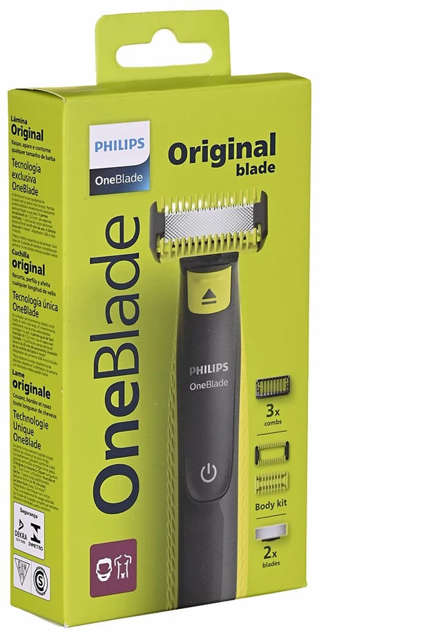 Barzdaskutė „Philips Norelco OneBlade QP2824/10“ vyriškas skustuvas su tinklelio formos skustuvu, žalsvai žalia spalva