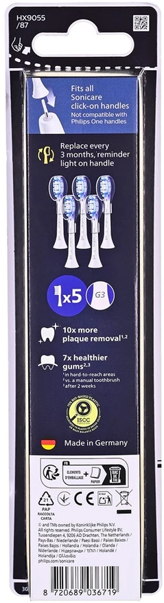 Dantų šepetėlis Philips Premium Gum Care HX9055/87 5-pack brush galvutės
