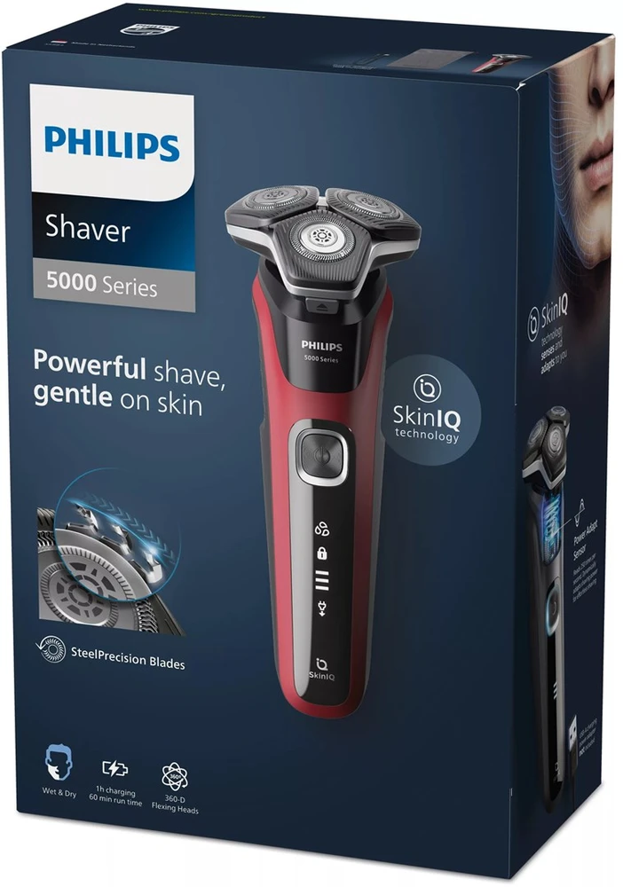Philips SHAVER Series 5000 S5883/10 men's shaver Rotation shaver Trimmer Juodas, Raudona