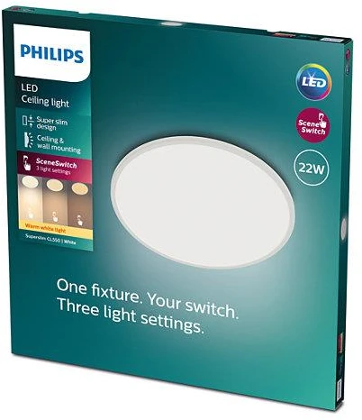 „Philips Superslim“ lubinis šviestuvas 22 W LED 2700 K Balta IP20