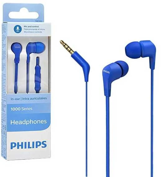 Į ausį įdedamos laidinės ausinės Philips TAE1105, Mėlynos