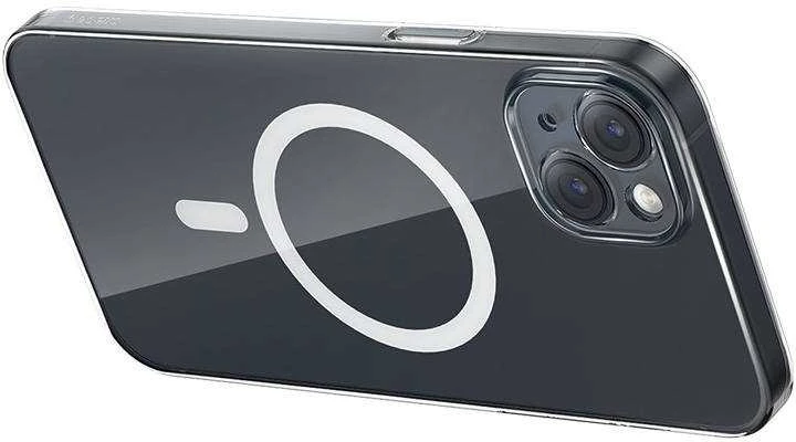 Telefono dėklas Baseus Magnetic Crystal Clear, skirtas iPhone 13 (skaidrus) su viso grūdinto stiklo ekrano apsauga ir valymo rinkiniu