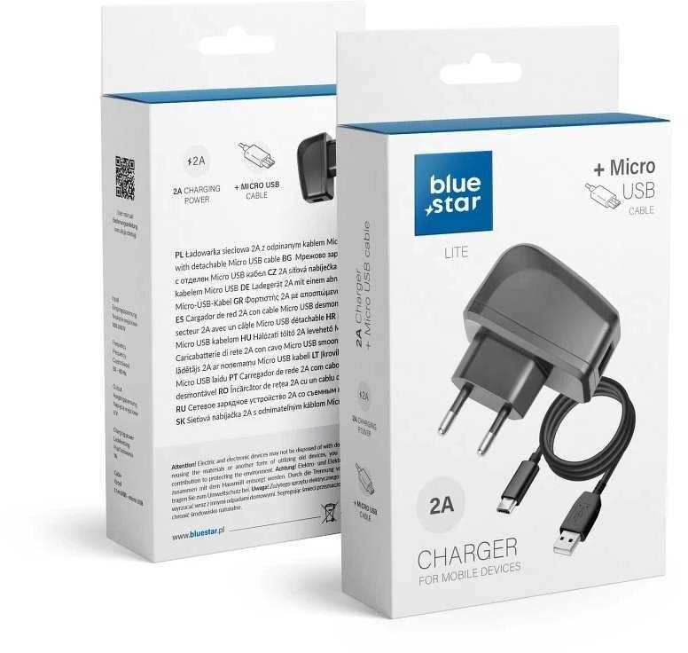 BlueStar Universalus Micro USB 2A Blue Star Lite sieninis įkroviklis