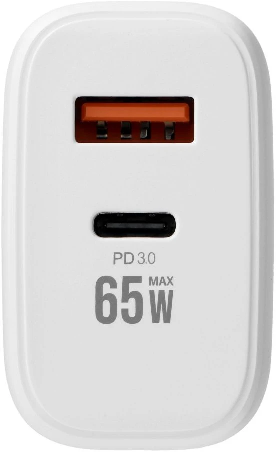 Telefono įkroviklis VEGER USB A + Typ C PD QC3.0 3,25A 65W + laidas USB C į USB C TR67 baltas