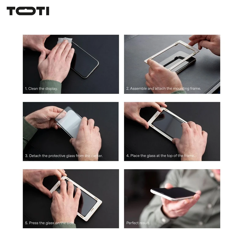 „Toti Premium PREMIUM TEMPERED“ grūdinto stiklo 3D ekrano apsauga, skirta „Apple iPhone 16 Plus“ / „15 Plus“.
