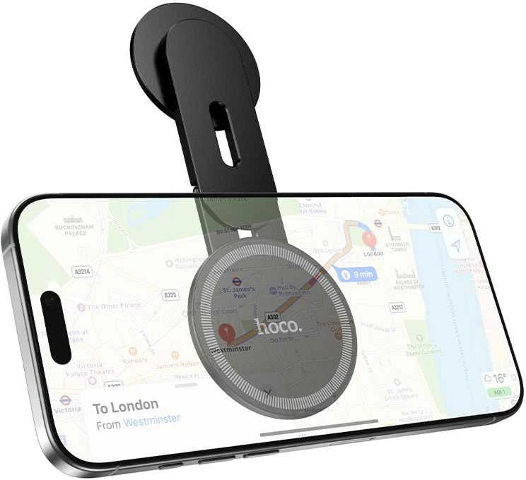 Magnetinis automobilio telefono laikiklis, tvirtinamas prie ekrano galo Hoco H93 juodas