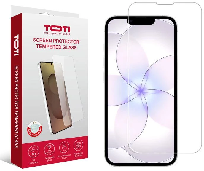 TOTI grūdinto stiklo 2D ekrano apsauga, skirta iPhone 16e/17e.