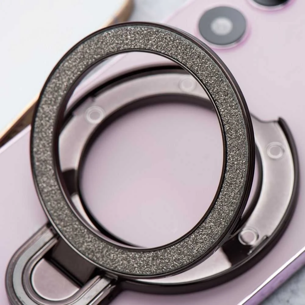 OEM telefono stovas CIRCLE GLITTER - priklijuojamas - juodas