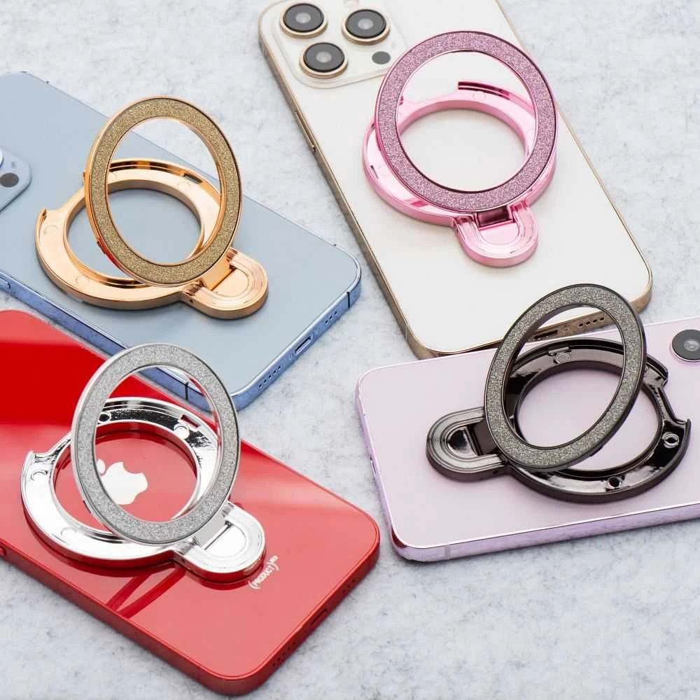 OEM telefono stovas CIRCLE GLITTER - priklijuojamas - sidabrinas