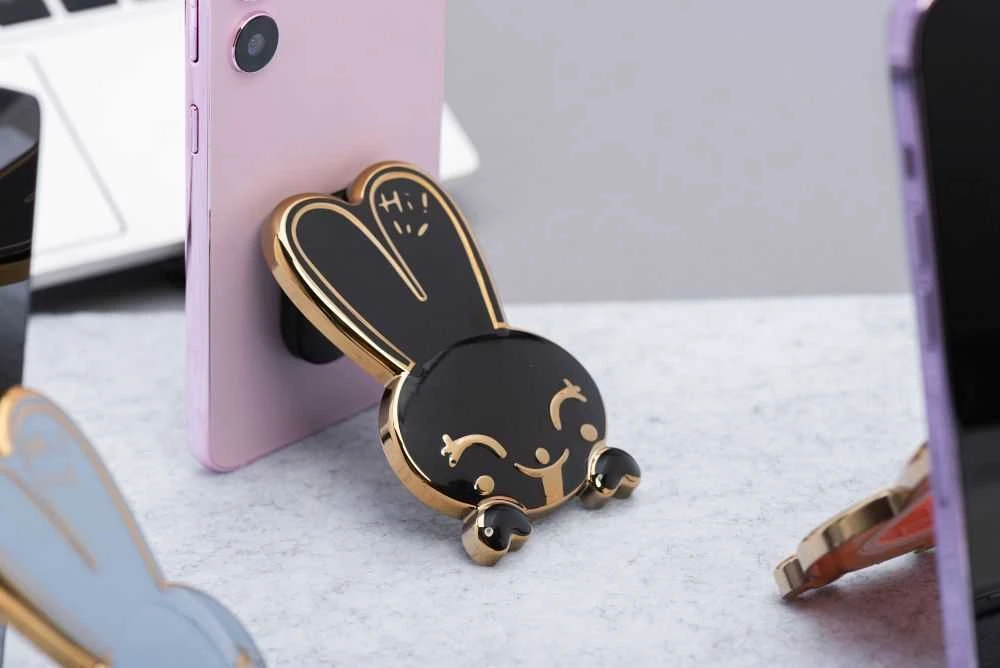 OEM telefono stovas RABBIT - priklijuojamas - juodas