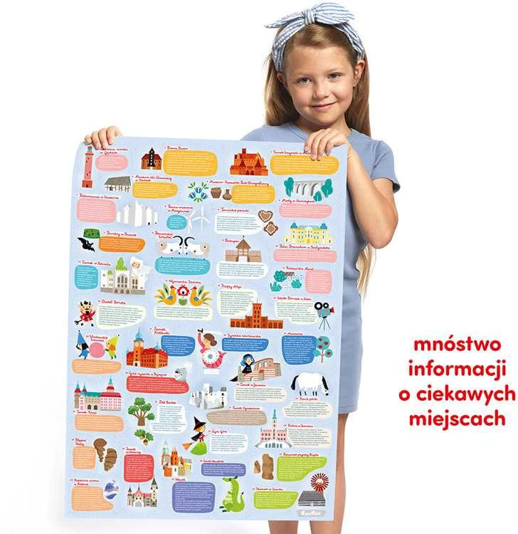 CzuCzu stebėjimo dėlionė Lenkijos žemėlapis 100 vienetų 5+ plakatas ZA5561