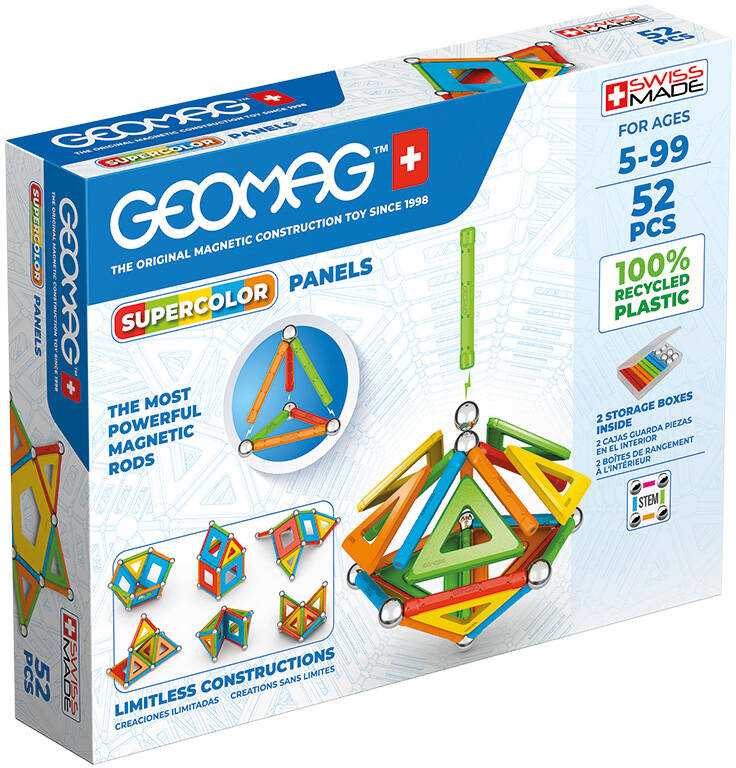 Trefl Magnetinė Supercolor Panel Perdirbti blokeliai 52 vnt GEOMAG GEO-378